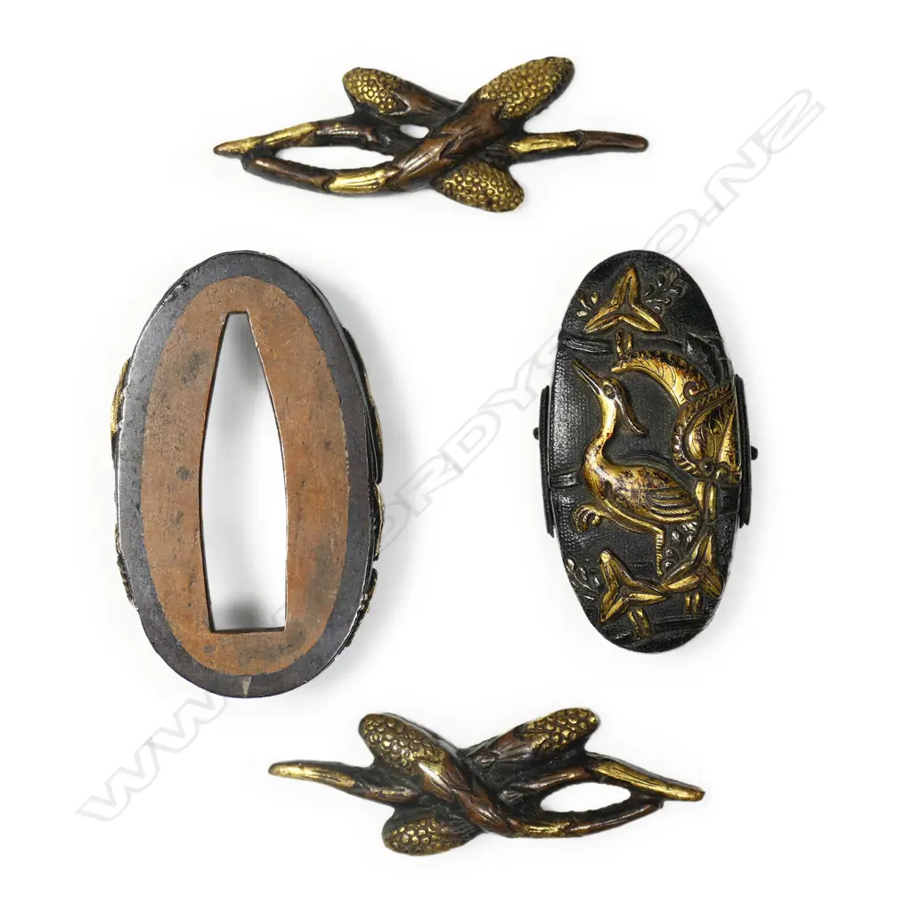 A set of four c1800 sword furniture fittings for a Samurai katana, Image 1++