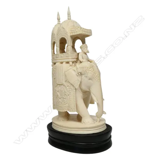 A carved Indian ivory elephant,