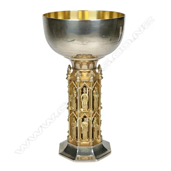 A late 20thC sterling silver chalice,
