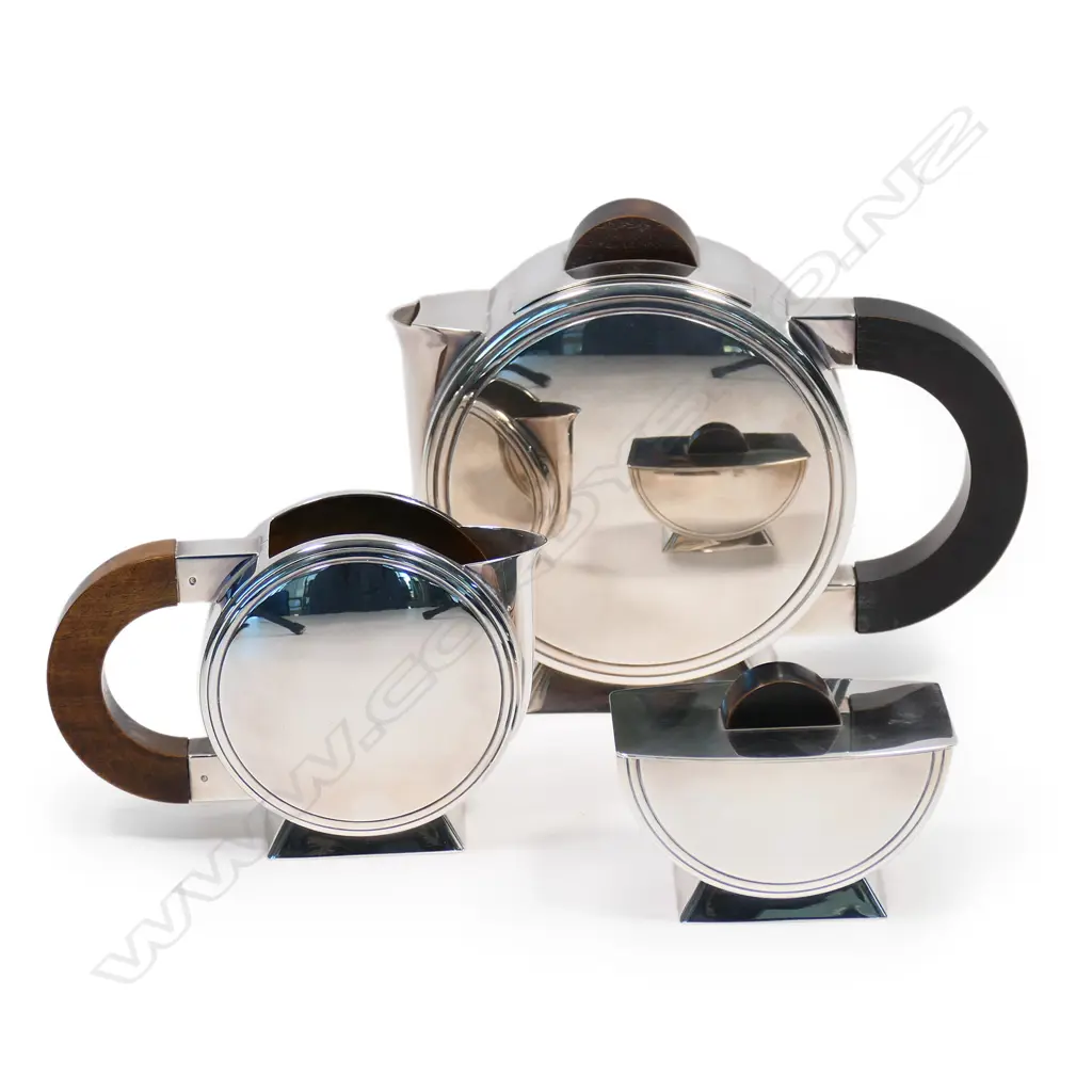 A stylish French Christofle Art Deco design silver-plated four-piece tea service, Image 1++