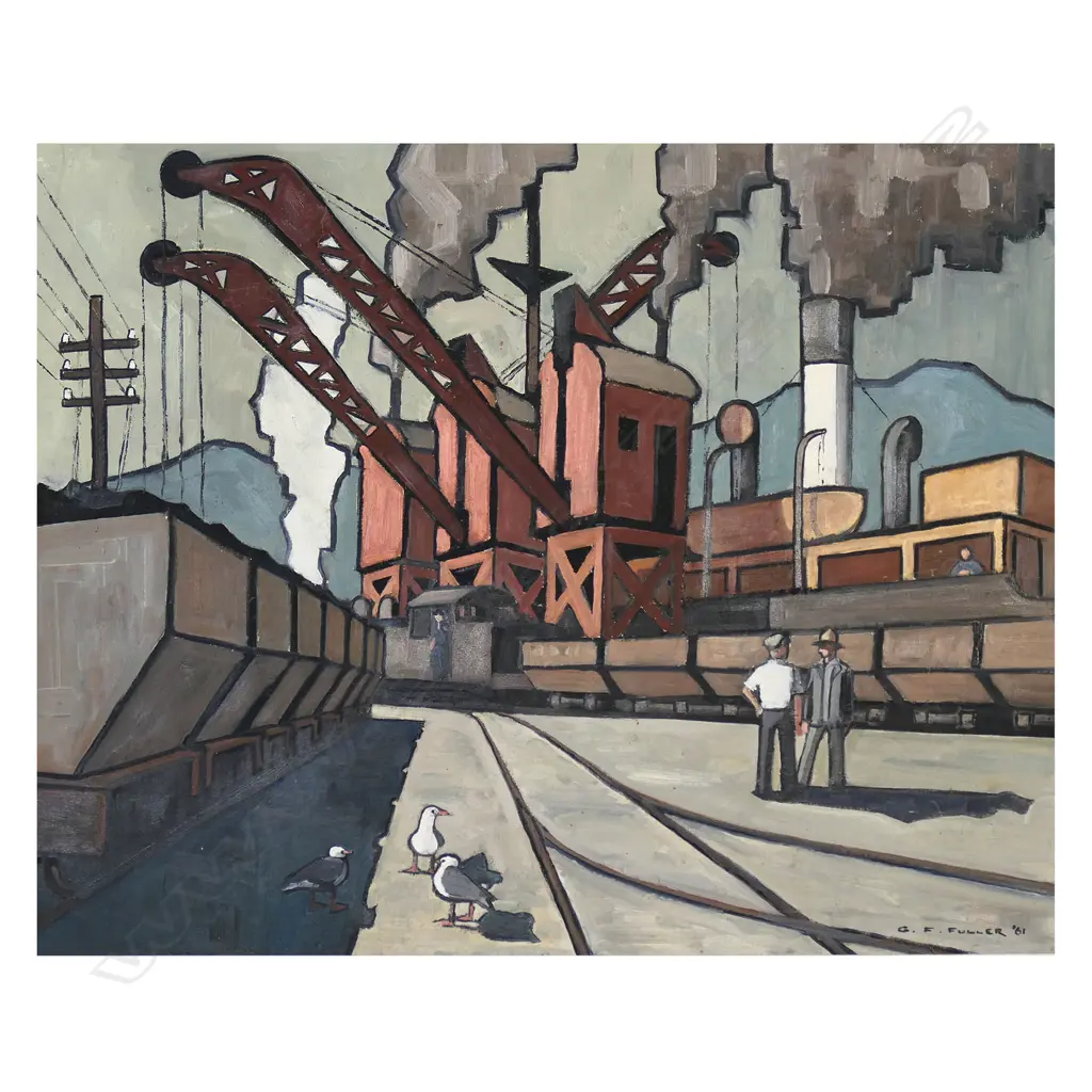 Geoffrey F. Fuller (NZ 1925-2011) 'Dock Yards', Image 1++