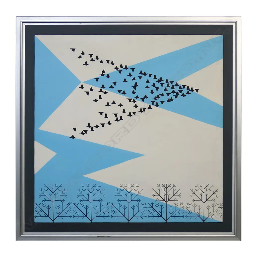 Geoffrey F. Fuller (NZ 1925-2011) 'Starlings over Tree Tops', Image 1++