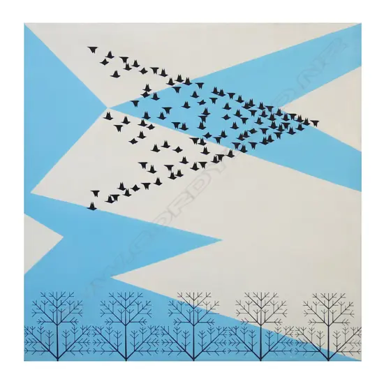 Geoffrey F. Fuller (NZ 1925-2011) 'Starlings over Tree Tops',