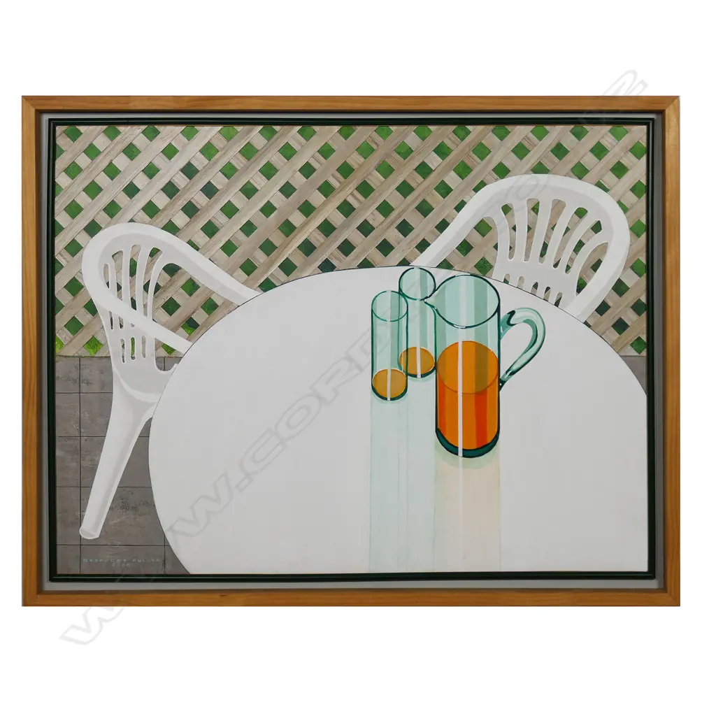 Geoffrey F. Fuller (NZ 1925-2011) 'Trellis with Table and Chairs', Image 1++