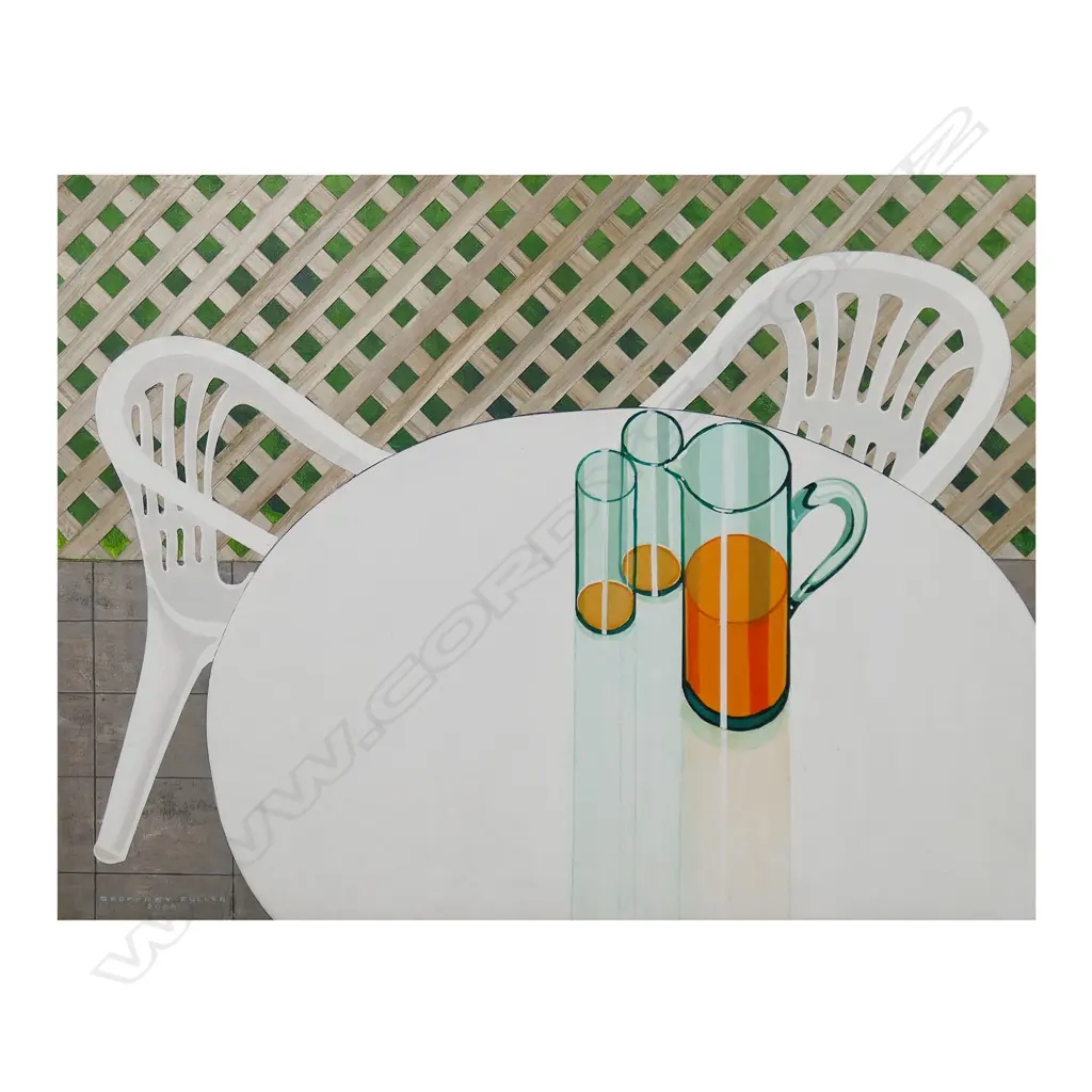 Geoffrey F. Fuller (NZ 1925-2011) 'Trellis with Table and Chairs', Image 1++