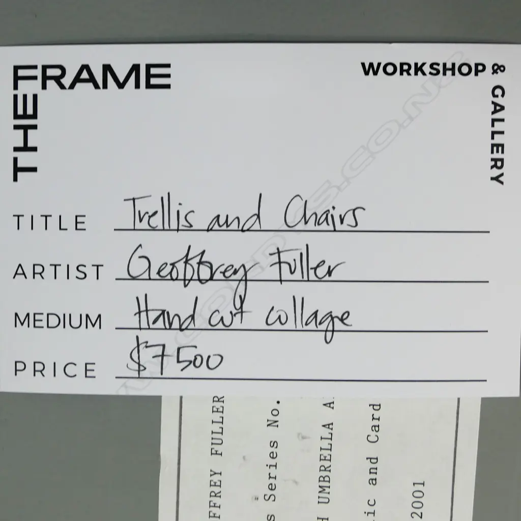 Geoffrey F. Fulller (NZ 1925-2011) 'Trellis with Umbrella and Chairs', Image 1++