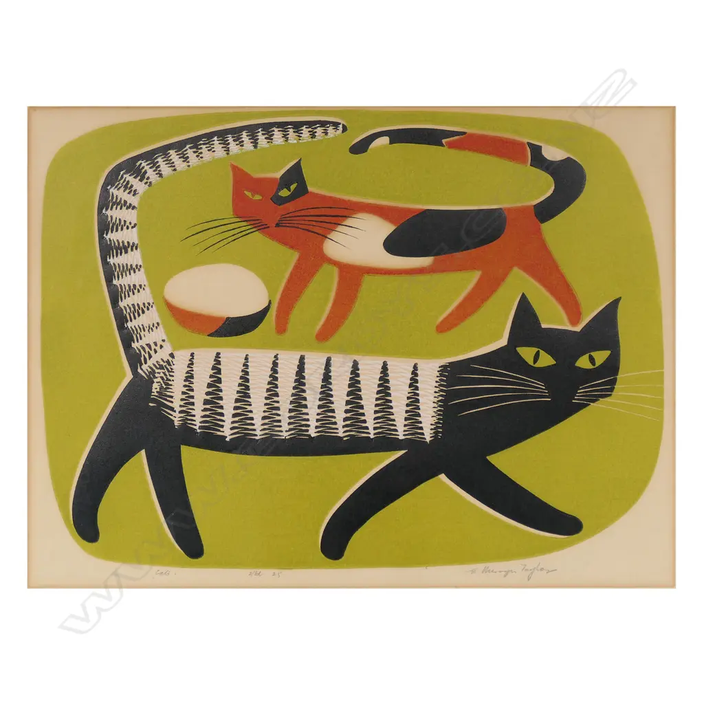 E. Mervyn Taylor (NZ 1906-1964) 'Cats', Image 1++