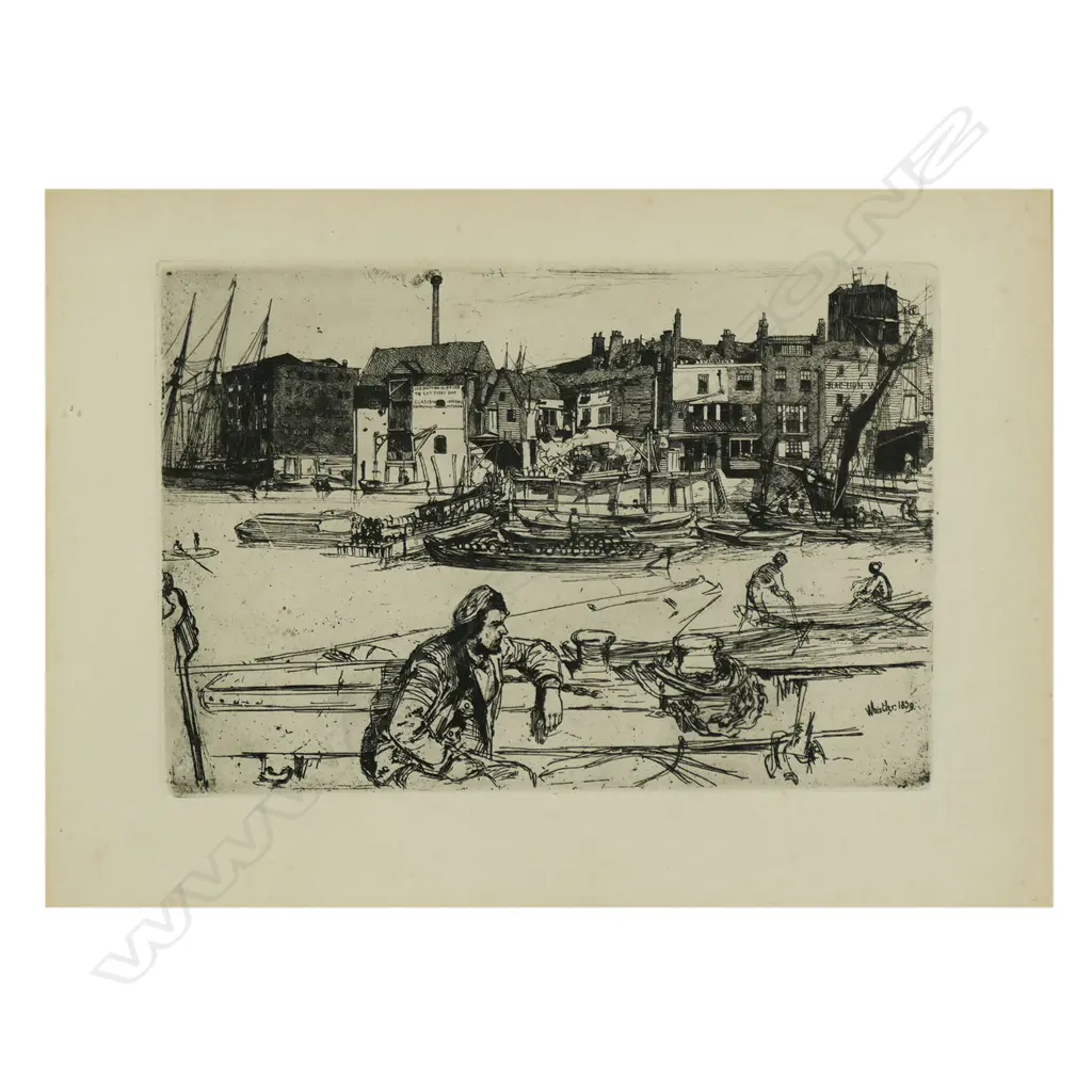 James McNeill Whistler (US/UK 1834-1903) 'Black Lion Wharf', Image 1++