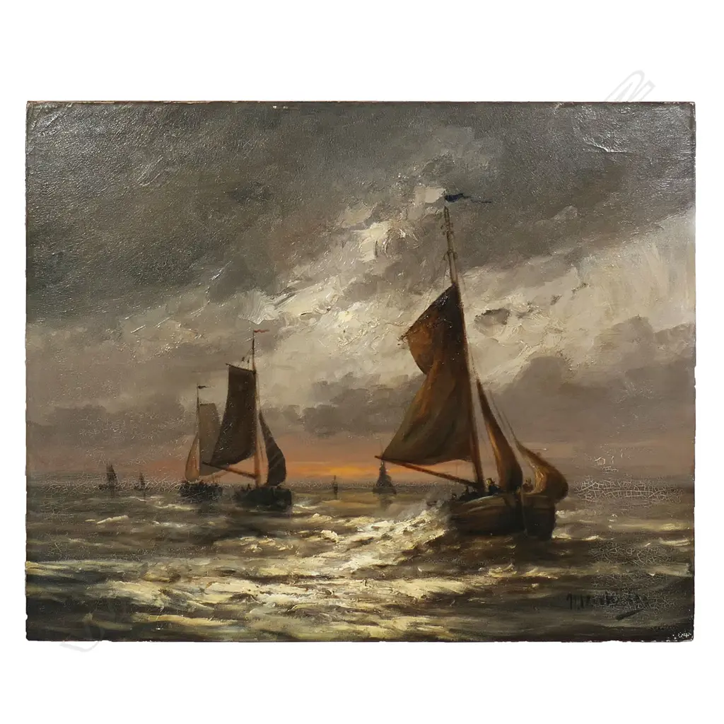 Hendrik Willem Mesdag, (Groningen 1831-1915 The Hague), Dutch Fishing Fleet Putting to Sea in Heavy Weather, Image 1++