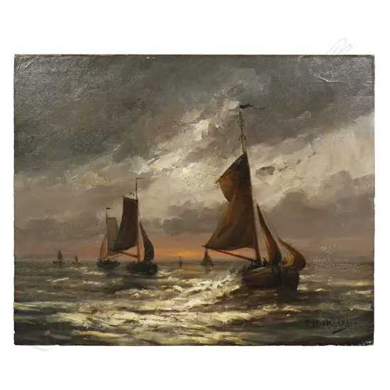 Hendrik Willem Mesdag, (Groningen 1831-1915 The Hague), Dutch Fishing Fleet Putting to Sea in Heavy Weather,