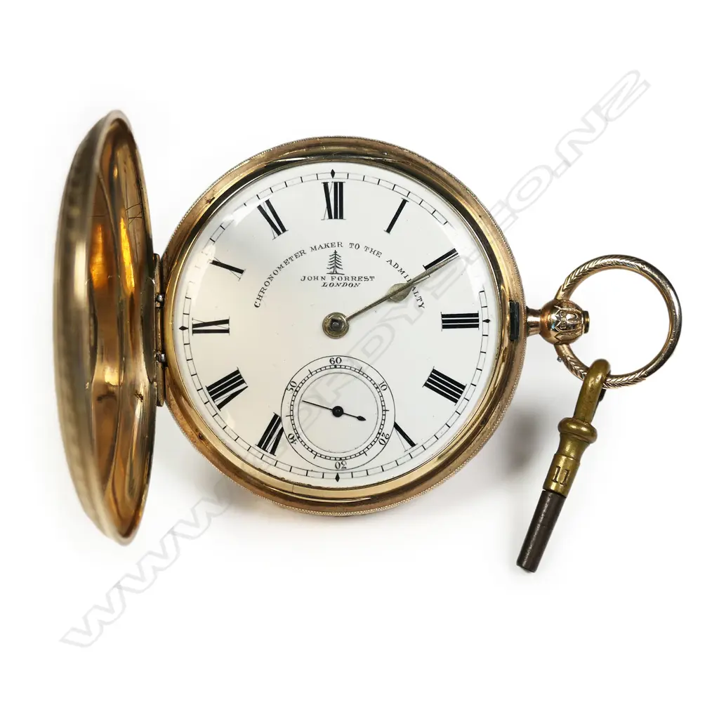 An early 20thC 9ct rose gold large full hunter chronograph pocket watch, Image 1++