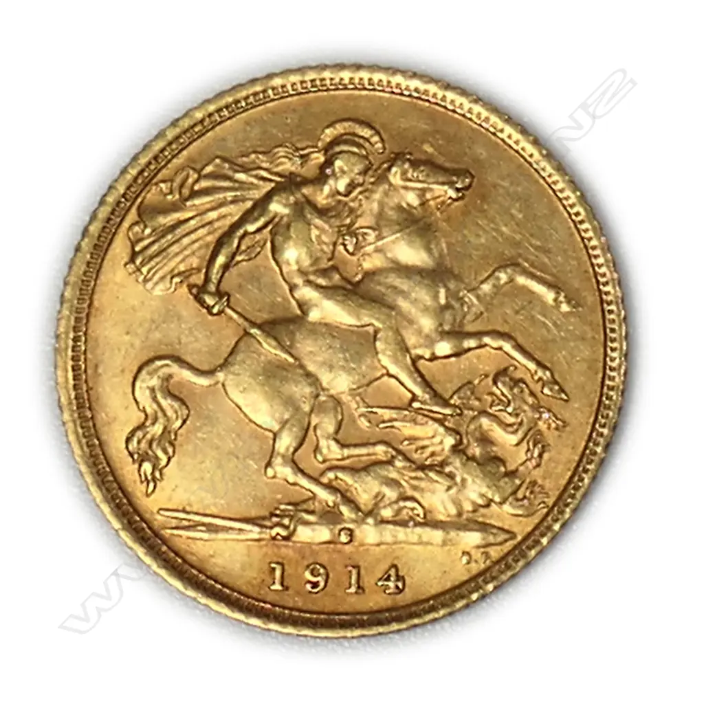 A 1914 gold half Sovereign coin, Image 1++