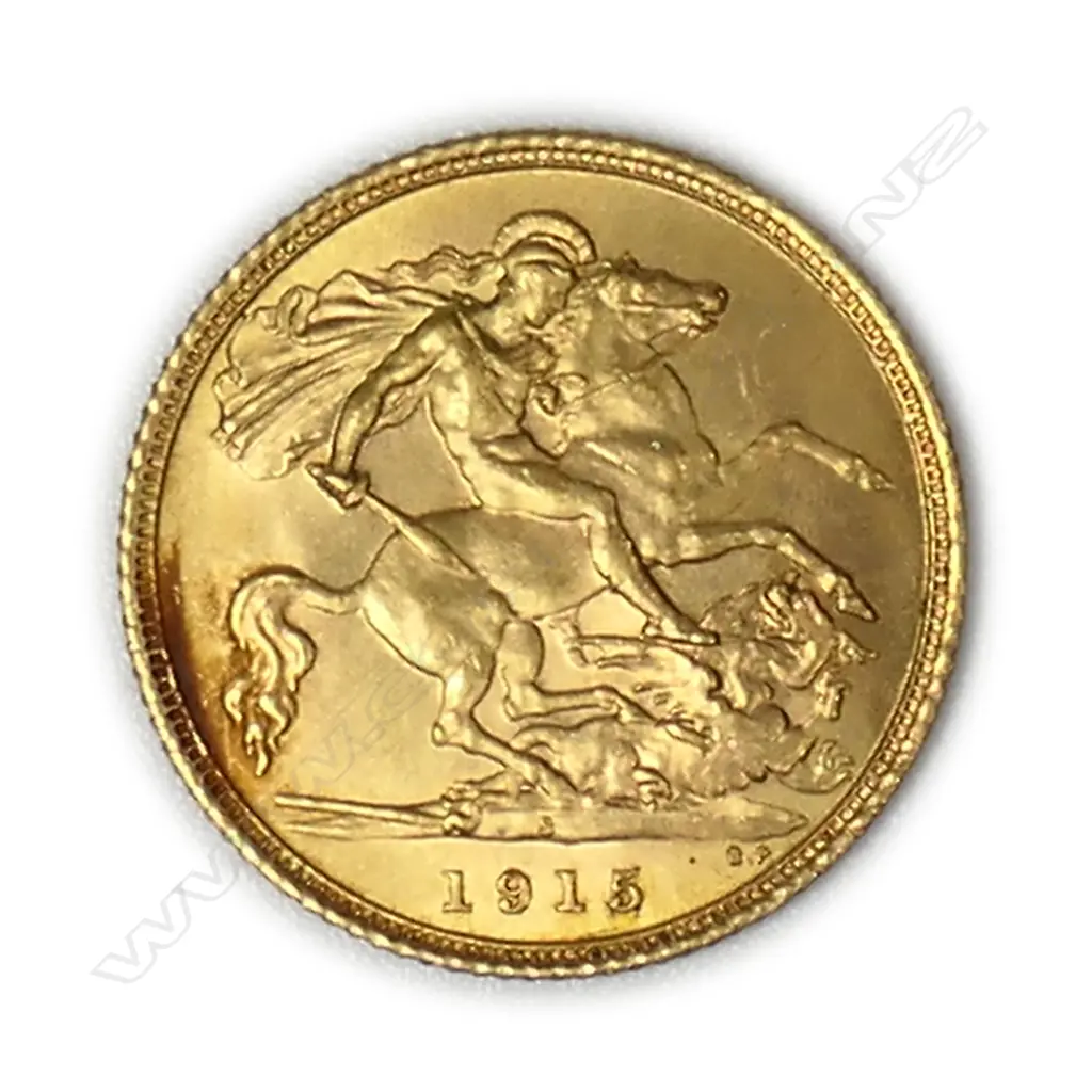A 1915 gold half Sovereign coin, Image 1++