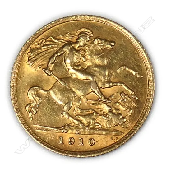A 1910 gold half Sovereign coin,