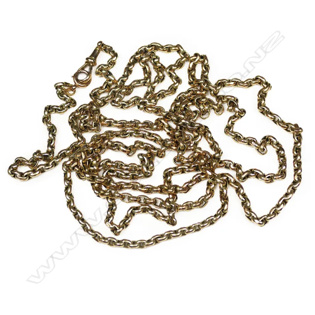 A c.1900 9ct yellow gold muff chain, Image 1++