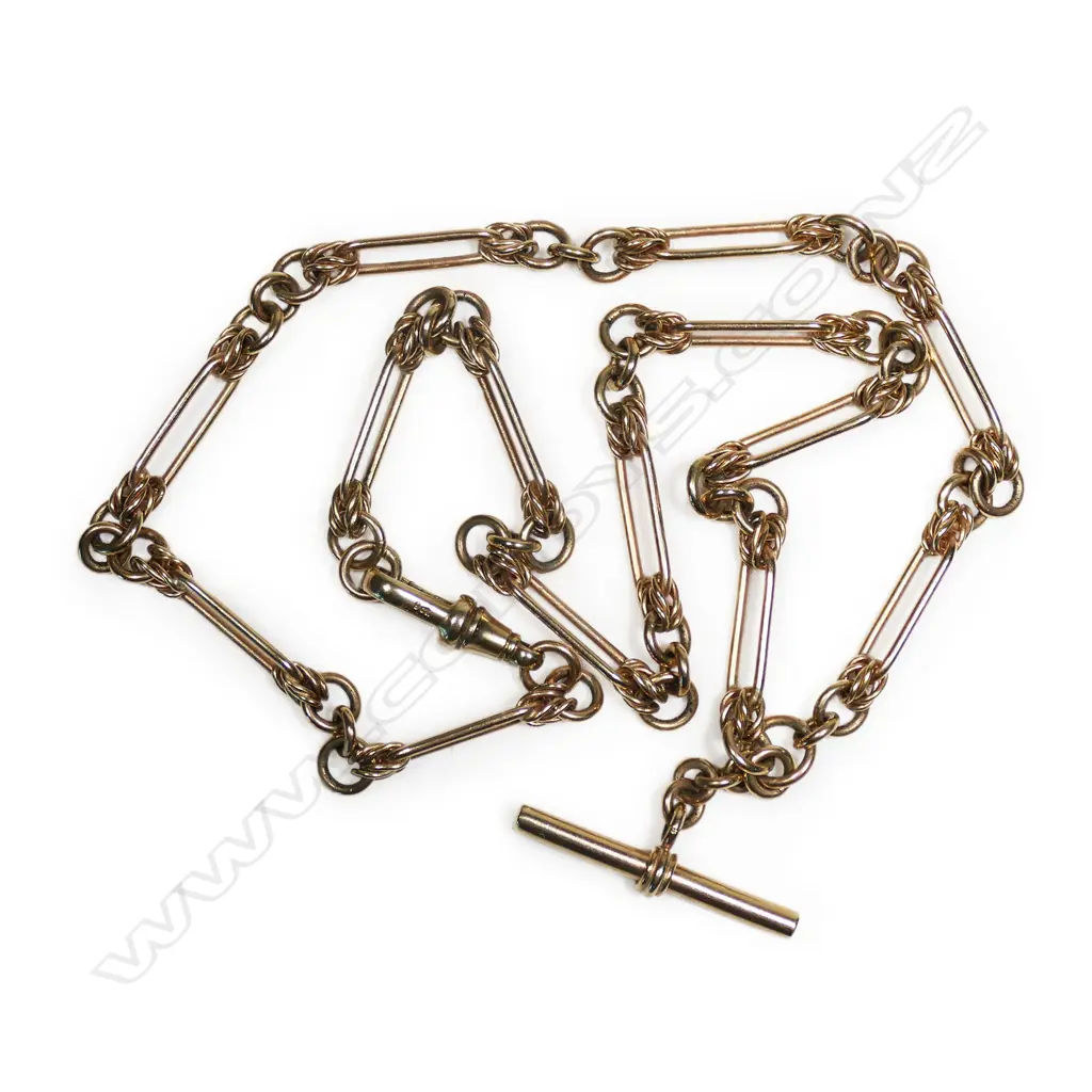 A 9ct rose gold Albert chain, Image 1++