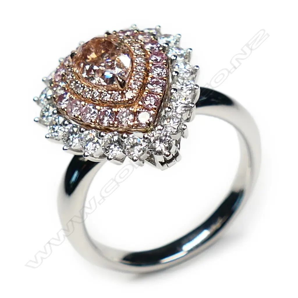 An 18ct white gold and pink diamond ring/pendant converting necklace, Image 1++