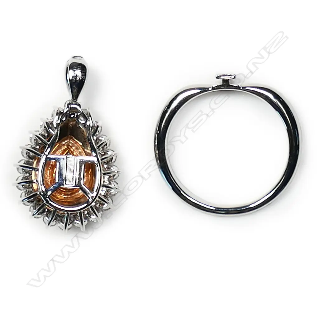 An 18ct white gold and pink diamond ring/pendant converting necklace, Image 1++