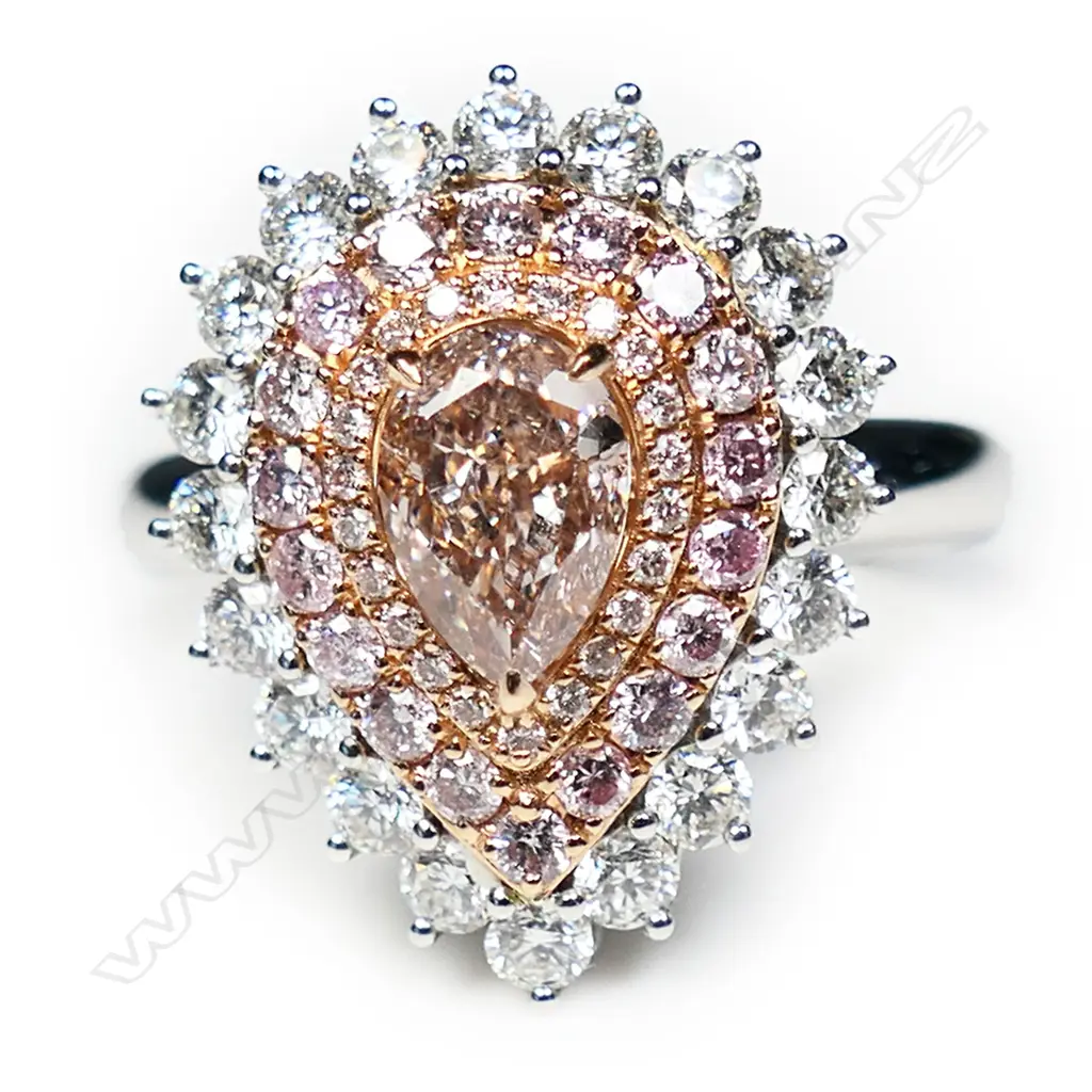 An 18ct white gold and pink diamond ring/pendant converting necklace, Image 1++