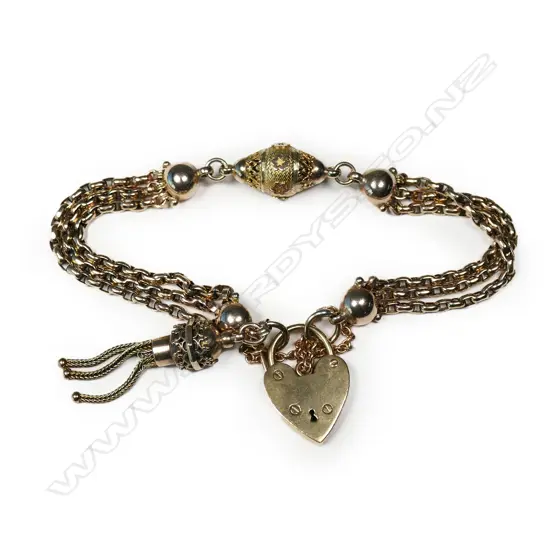 A 19thC 9ct rose and yellow gold Albertina bracelet,