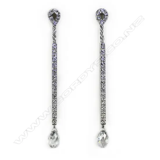 A pair of 18ct white gold and diamond earrings,