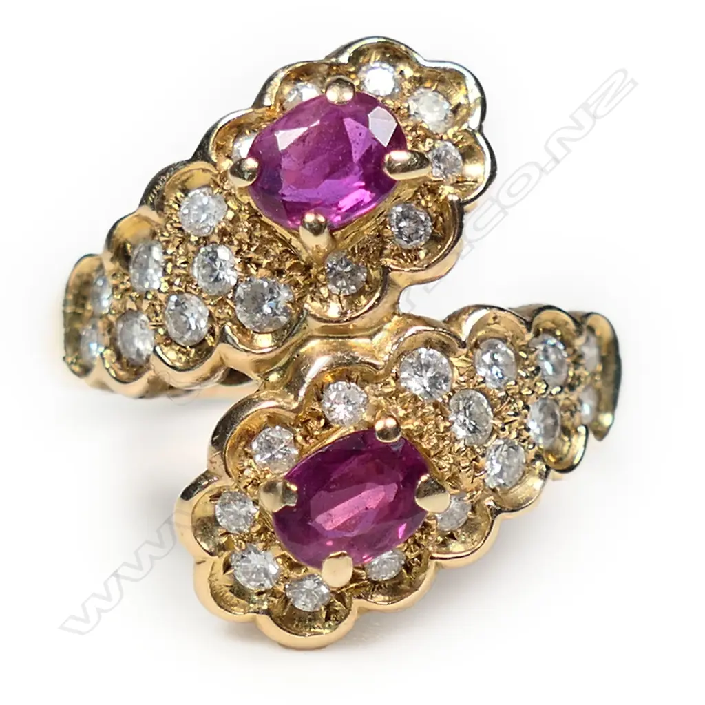 A 14ct gold ruby and diamond ring, Image 1++