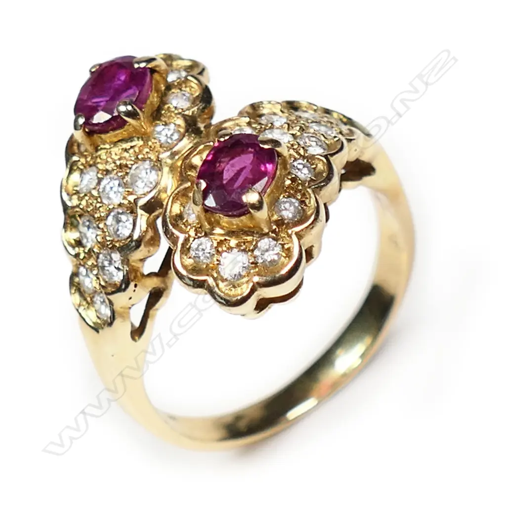 A 14ct gold ruby and diamond ring, Image 1++