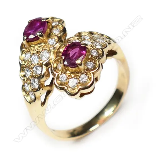 A 14ct gold ruby and diamond ring,
