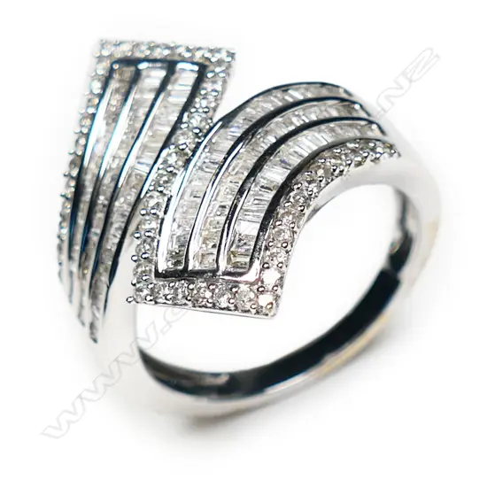 A 9ct white gold and multi diamond designer ring,