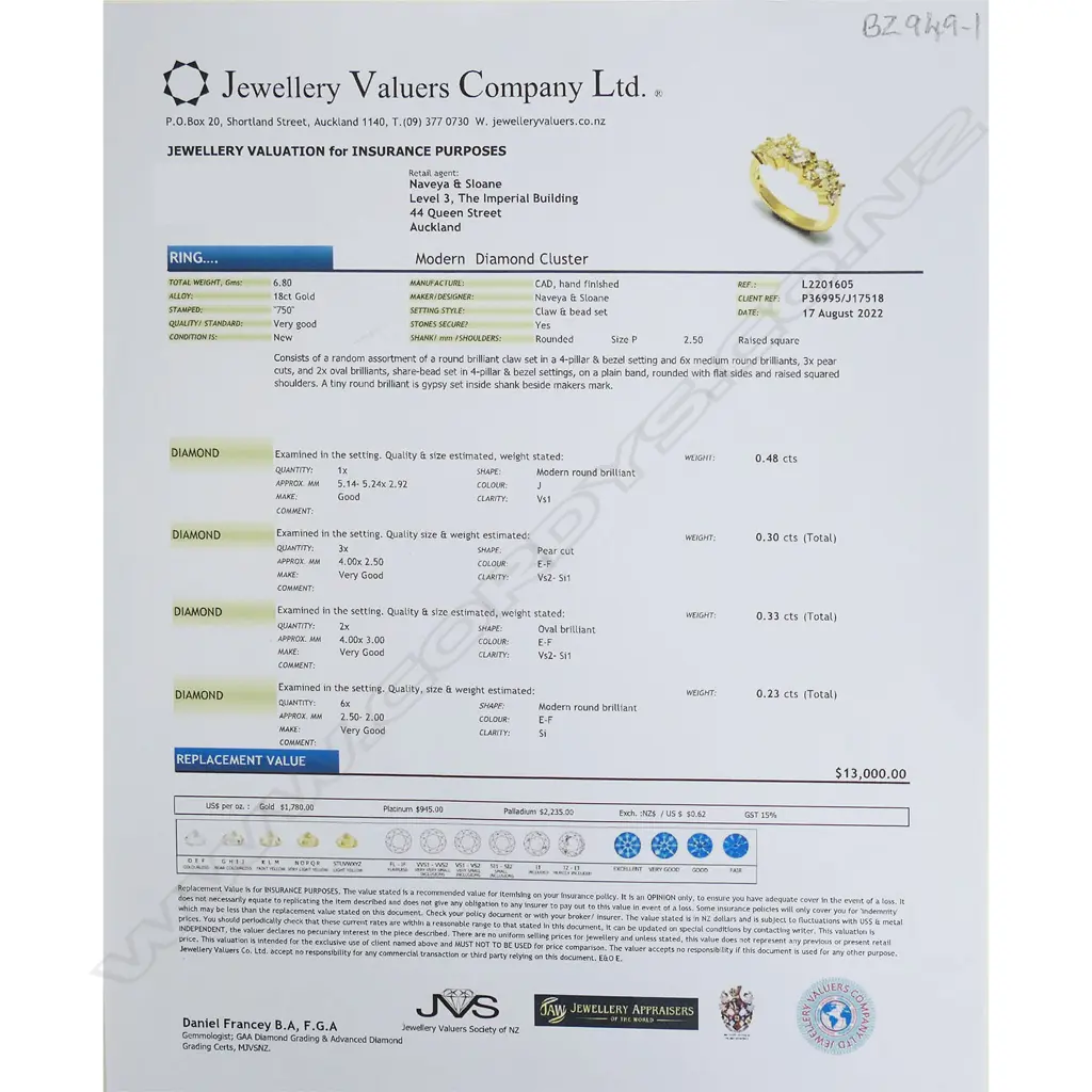 An 18ct gold and diamond dress ring, Image 1++