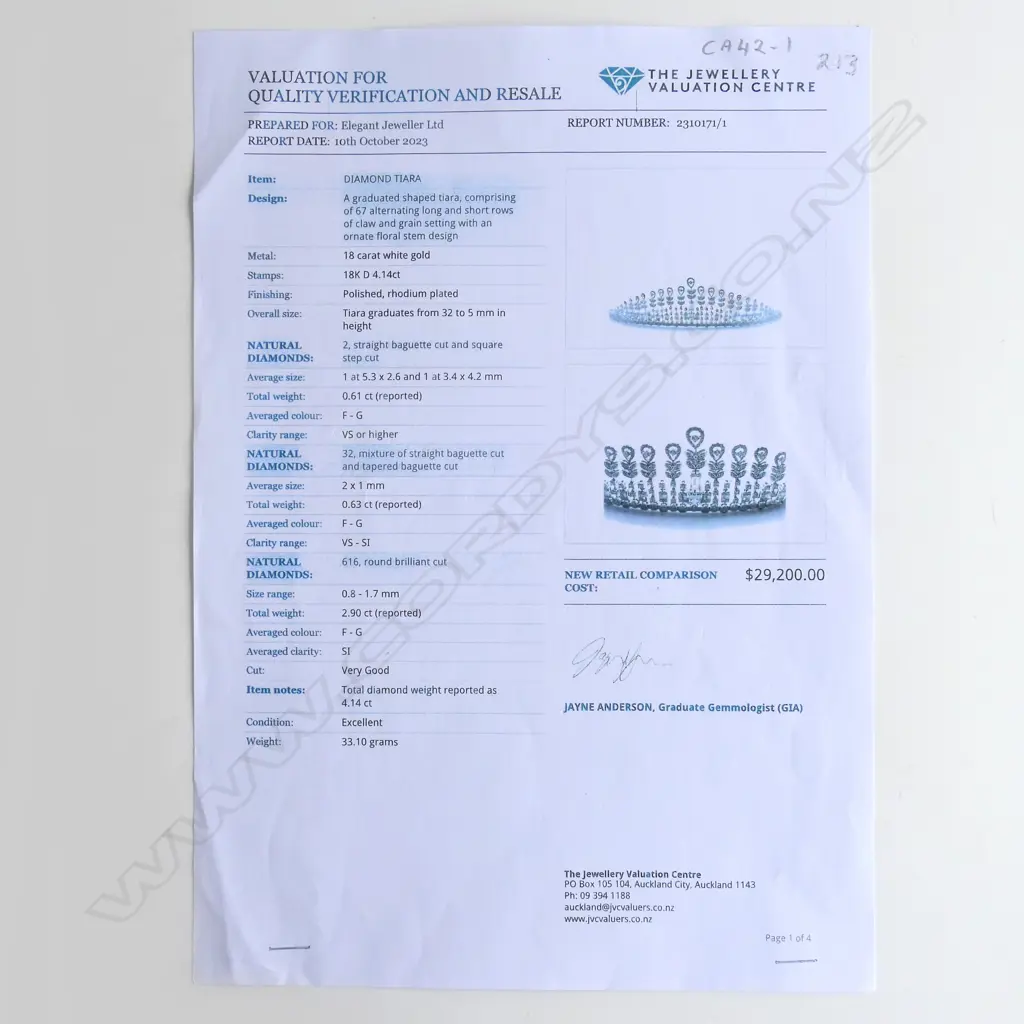 An 18ct white gold and diamond tiara, Image 1++