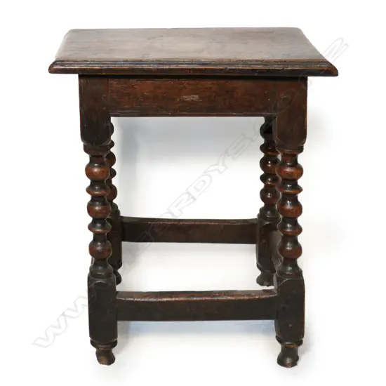 An oak Elizabethan style joint stool,