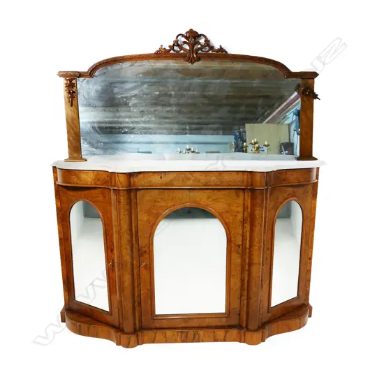 A Victorian walnut credenza,