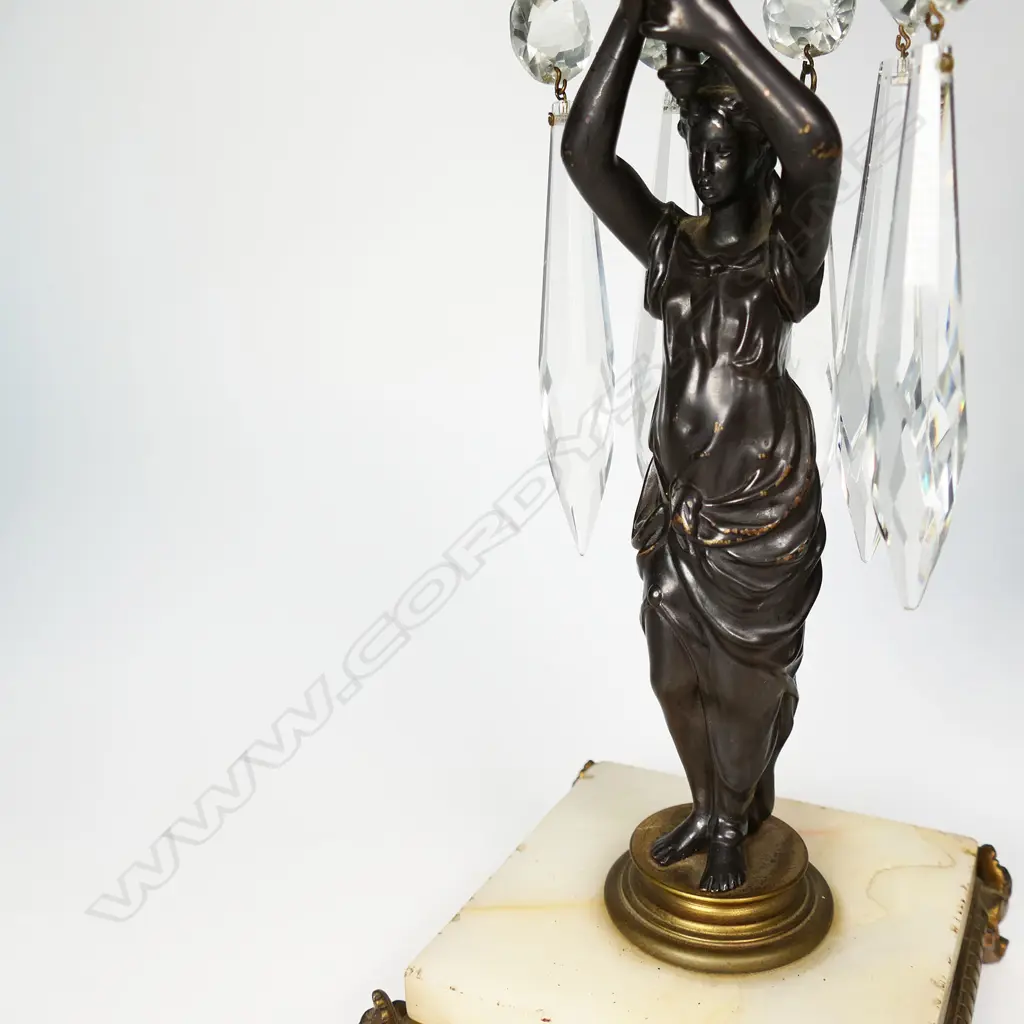 A pair of 19thC bronze figural candlesticks, Image 1++
