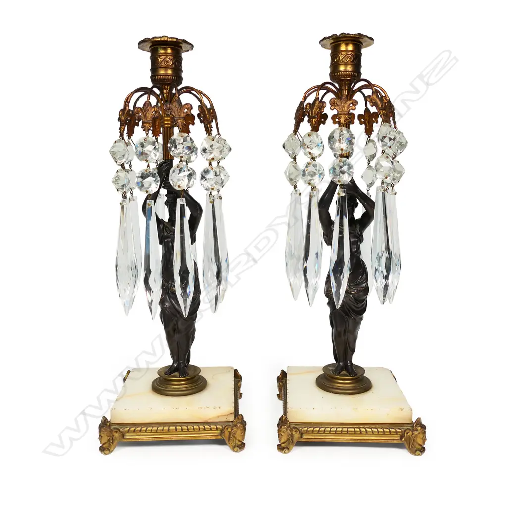 A pair of 19thC bronze figural candlesticks, Image 1++