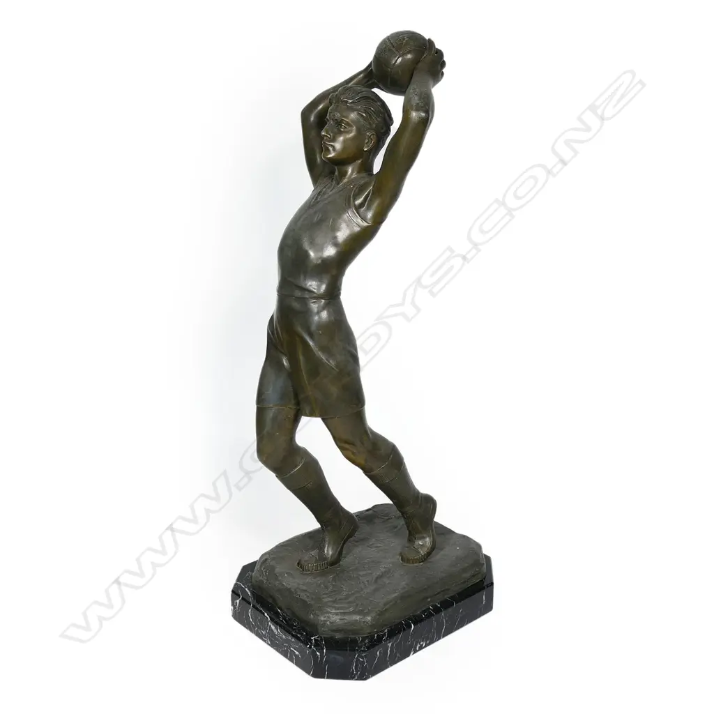 A 1930's spelter bronzed figure of a footballer, Image 1++