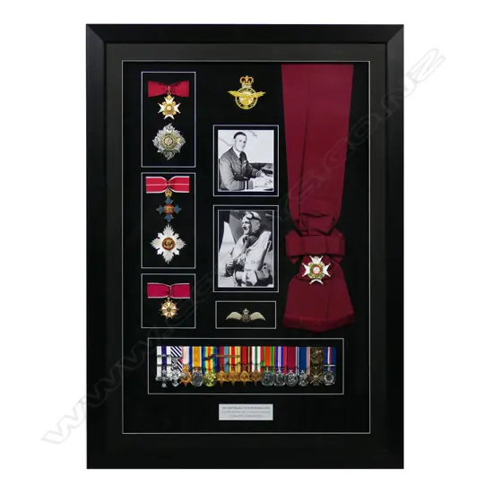 A framed facsimile set of medals and ephemera relating to Sir Keith Rodney Park,