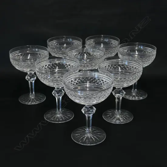 A set of eight Waterford crystal champagne coupes,