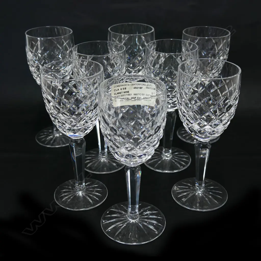 A set of eight Waterford claret wine glasses, Image 1++