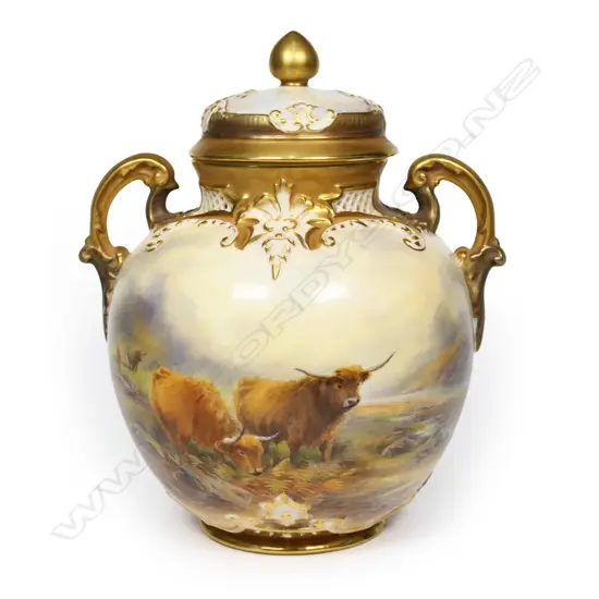 A Royal Worcester lidded pot pourri,