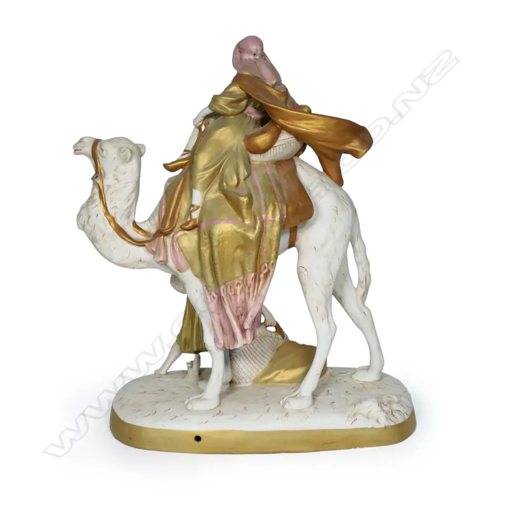 A large Royal Dux group of an Arabian gent riding a camel, Image 1++