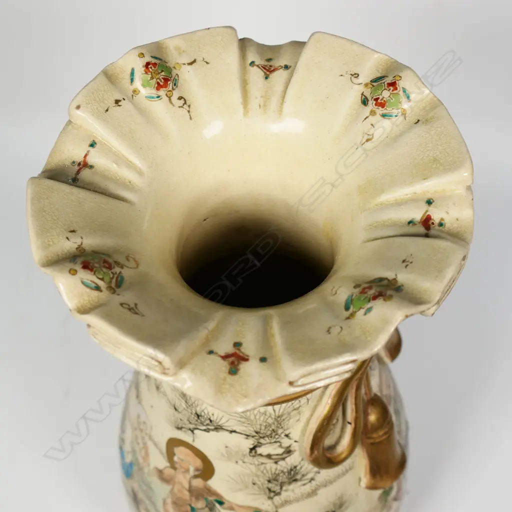 An uncommon Meiji period Kyoto Satsuma vase in the form of a tied sack c.1880, Image 1++