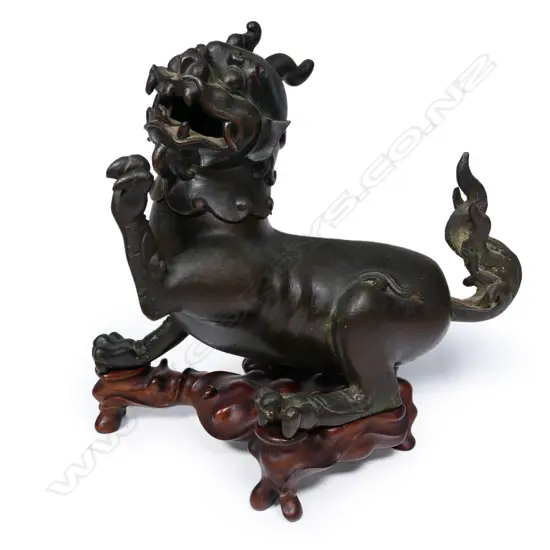 A characterful 19thC Japanese bronze shishi koro,