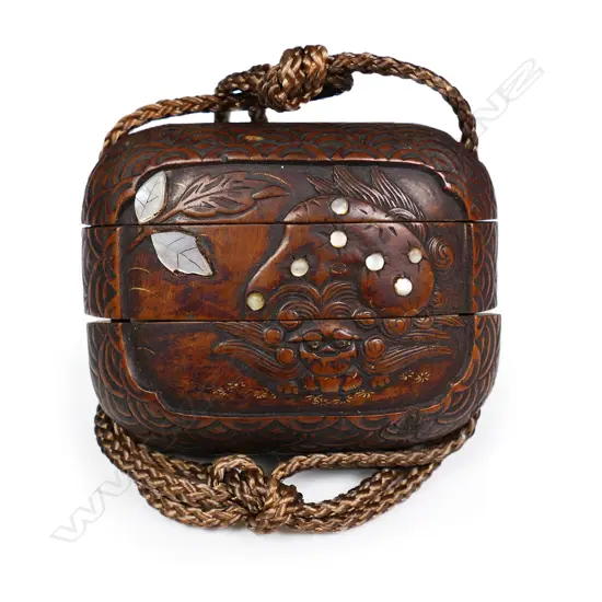A good late Edo period wooden two case inro, c.1830,
