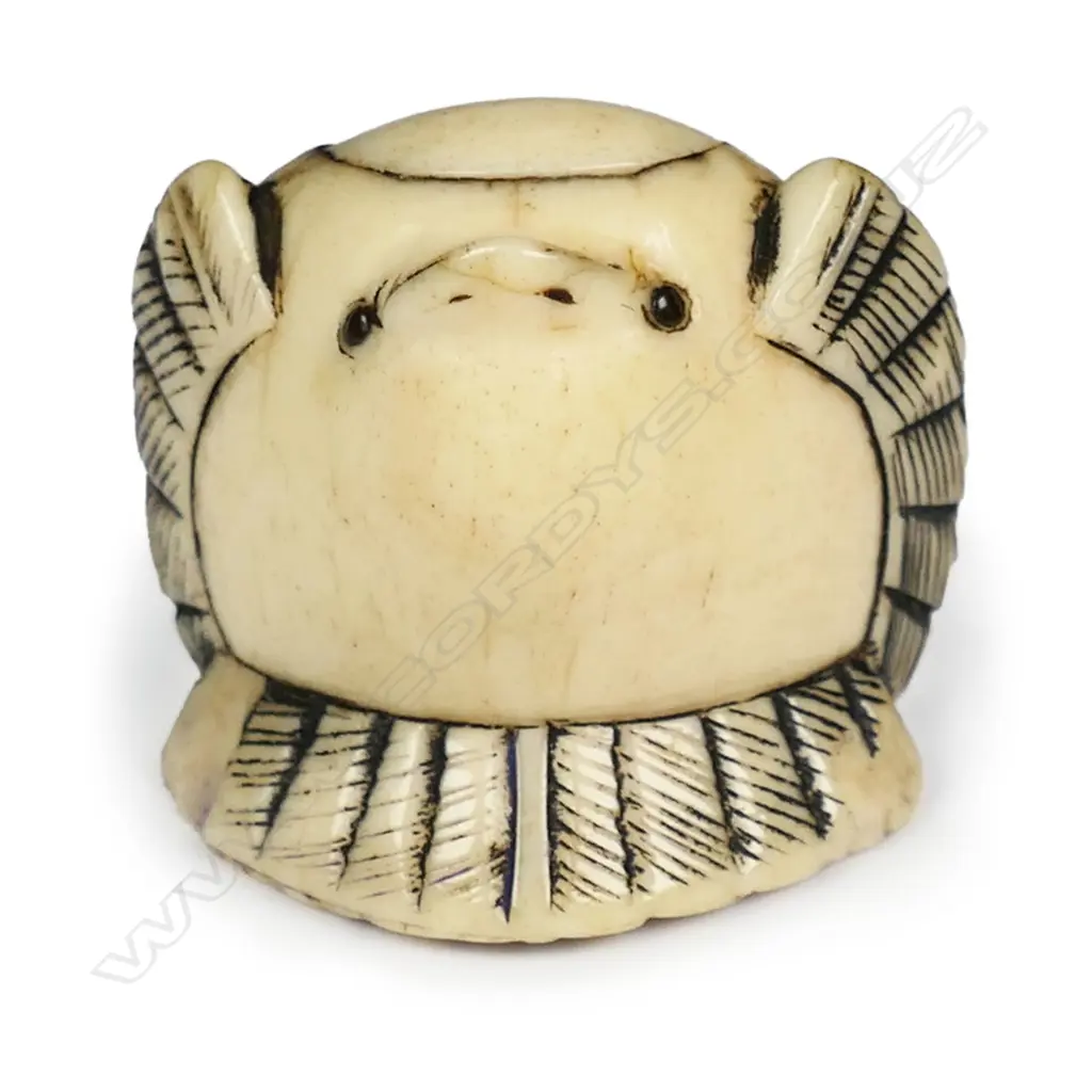 An Edo Period carved bone (or antler) study of a Suzume, Image 1++