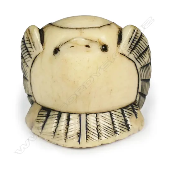 An Edo Period carved bone (or antler) study of a Suzume,