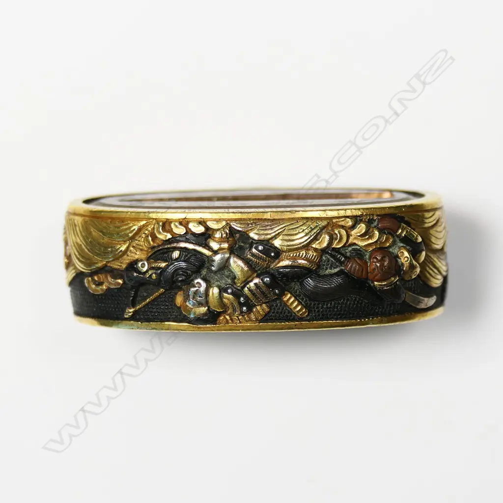 A boxed fuchi and kashira Soten school sword furniture set, Image 1++