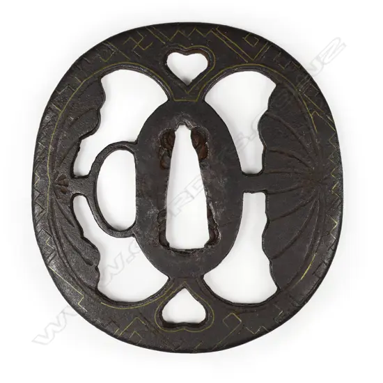 A Heianjo late Muromachi period iron tsuba c.1570,