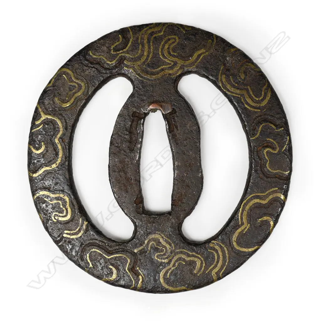 A circular Azuchi Momoyama Heianjo iron tsuba c.1580, Image 1++