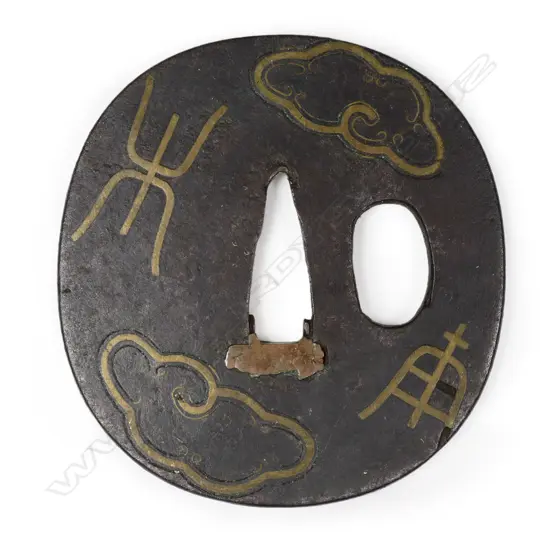 A 16thC Heianjo onin Muromachi zogan inlay tsuba c.1570,